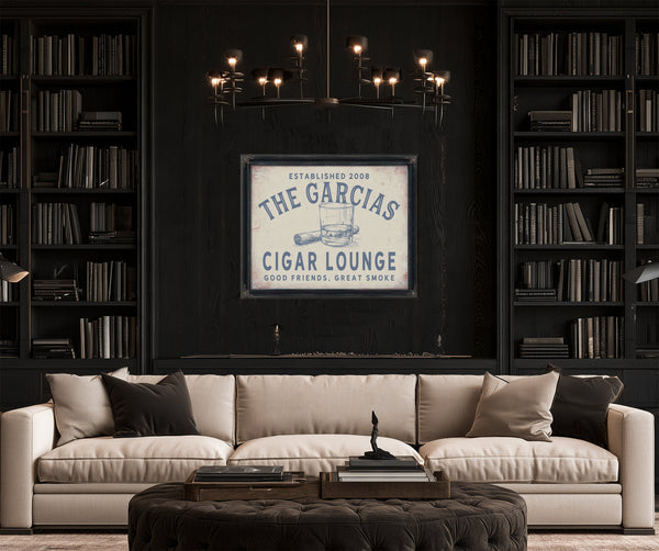 Personalized Cigar Lounge Sign, Good Friends, Great Smoke, Est. Year, image 19