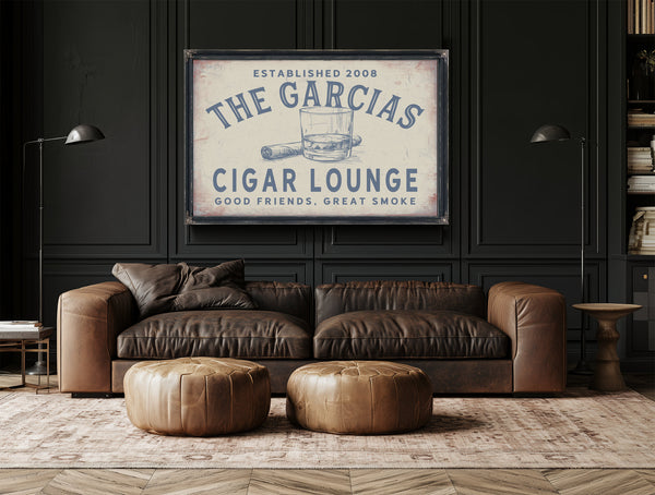 Personalized Cigar Lounge Sign, Good Friends, Great Smoke, Est. Year, image 20