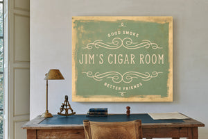 Personalized Cigar Room Sign, Good Smoke / Better Friends, image 2