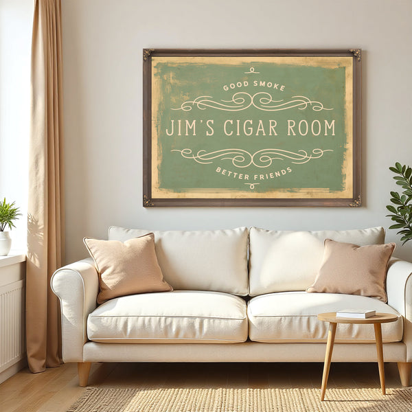 Personalized Cigar Room Sign, Good Smoke / Better Friends, image 5