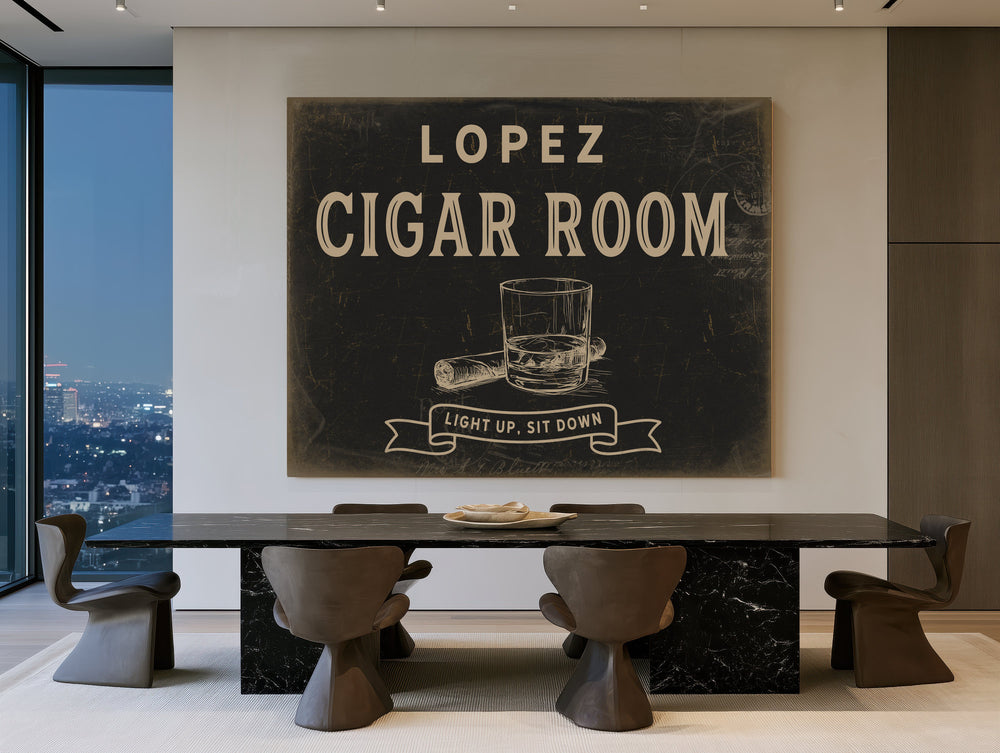 Personalized Cigar Room Sign, Light Up, Sit Down, image 1