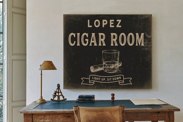 Personalized Cigar Room Sign, Light Up, Sit Down, image 2