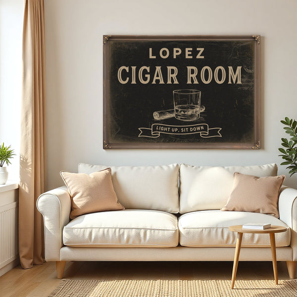 Personalized Cigar Room Sign, Light Up, Sit Down, image 5