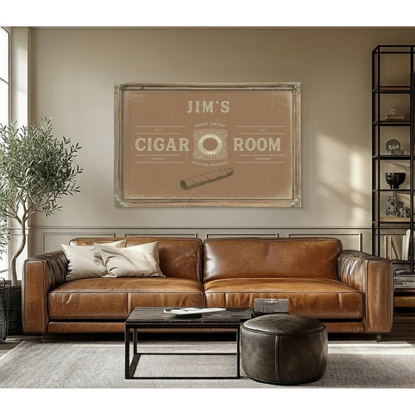 Personalized Cigar Room Sign, Est. Year, Tan, image 3