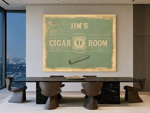 Personalized Cigar Room Sign, Est. Year, Sage, image 1