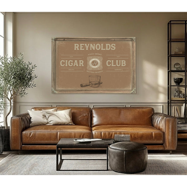 Personalized Cigar Club Sign, Est. Year, Tan, image 3