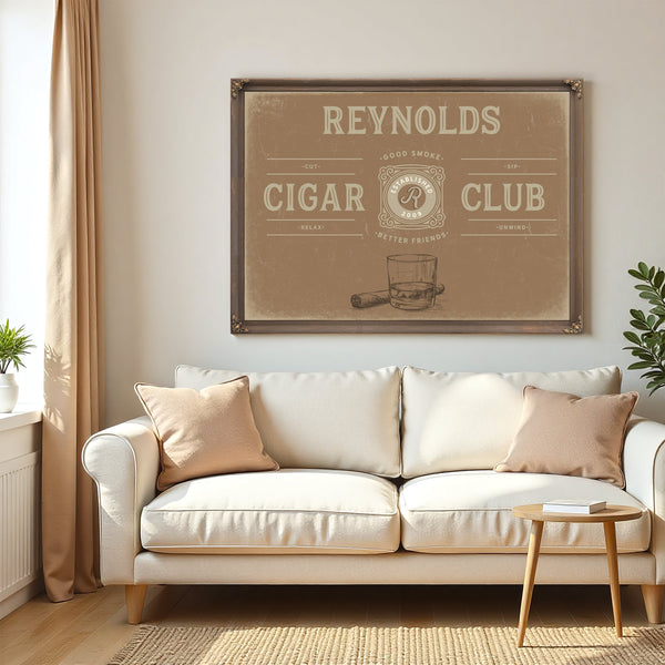Personalized Cigar Club Sign, Est. Year, Tan, image 5