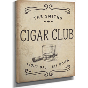 Personalized Cigar Club Sign, Light Up, Sit Down, image 3
