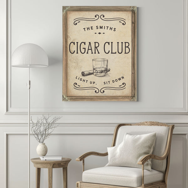 Personalized Cigar Club Sign, Light Up, Sit Down, image 5