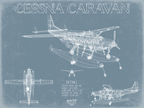 Cessna Caravan Aircraft Blueprint Wall Art - Original Airplane Print