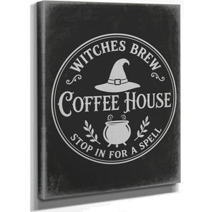Haunted Coffee House Sign Halloween wall art, stretched canvas