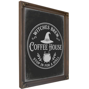 Haunted Coffee House Sign Halloween wall art, Bourbon frame
