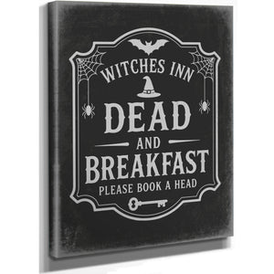 Dead and Breakfast Sign Halloween wall art, stretched canvas
