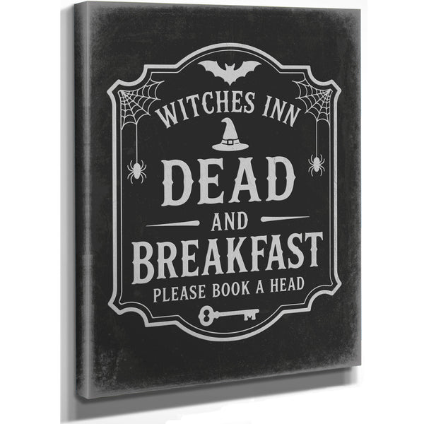 Dead and Breakfast Sign Halloween wall art, stretched canvas