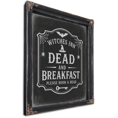 Dead and Breakfast Sign Halloween wall art, Ebony frame