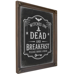 Dead and Breakfast Sign Halloween wall art, Bourbon frame