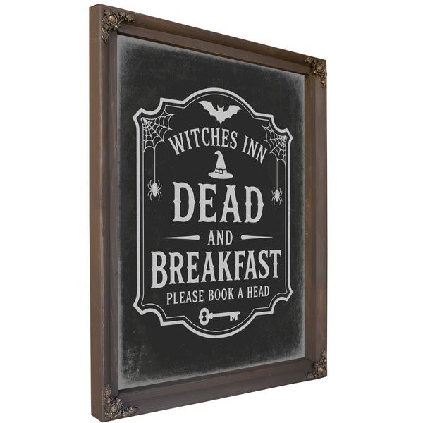 Dead and Breakfast Sign Halloween wall art, Bourbon frame