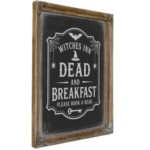 Dead and Breakfast Sign Halloween wall art, Verdigris frame