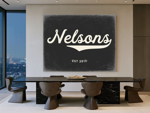 Personalized Family Name Sign, Script Last Name with Est. Year, image 1