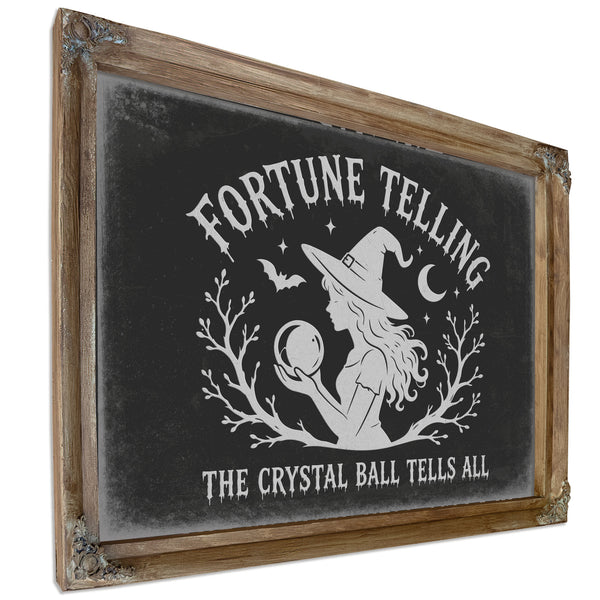 Fortune Telling Sign Halloween wall art, Verdigris frame