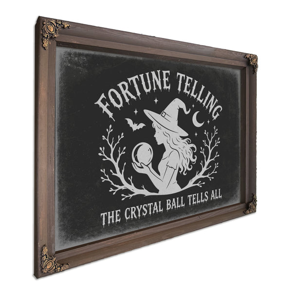 Fortune Telling Sign Halloween wall art, Bourbon frame