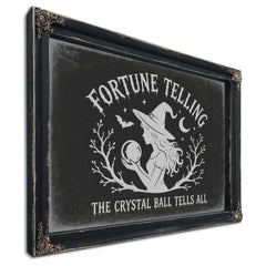 Fortune Telling Sign Halloween wall art, Ebony frame