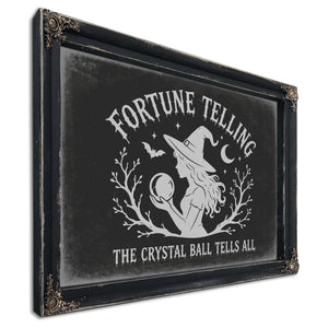 Fortune Telling Sign Halloween wall art, Ebony frame