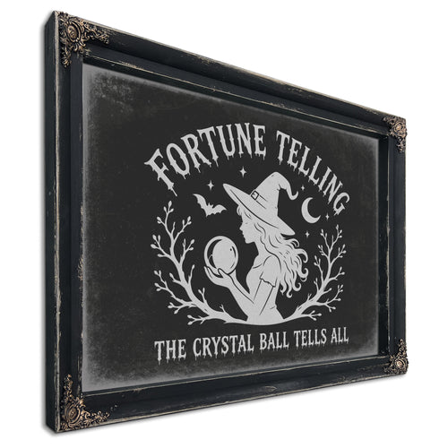 Fortune Telling Sign Halloween wall art, Ebony frame