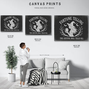 Fortune Telling Sign Halloween wall art in a styled room