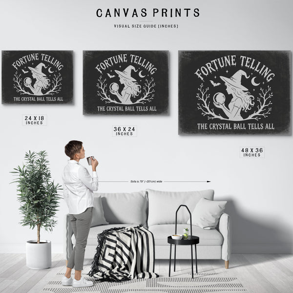 Fortune Telling Sign Halloween wall art in a styled room