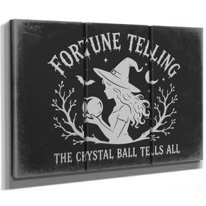 Fortune Telling Sign Halloween wall art in a styled room