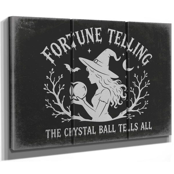 Fortune Telling Sign Halloween wall art in a styled room