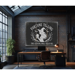 Fortune Telling Sign Halloween wall art in a styled room