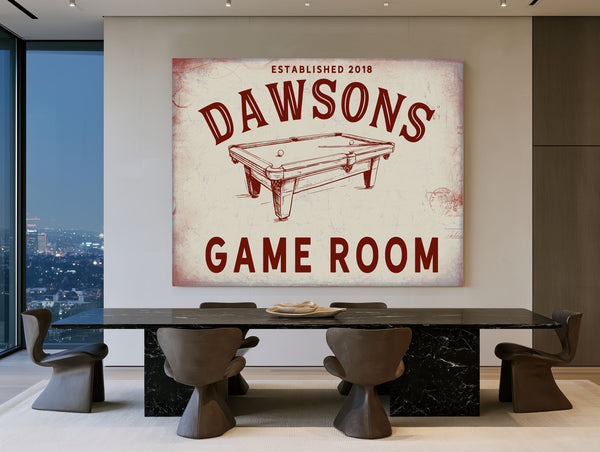 Personalized Game Room Sign, Est. Year, image 1