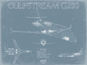 Gulfstream G200 (Astra Galaxy) Aircraft Blueprint Wall Art - Original Airplane Print