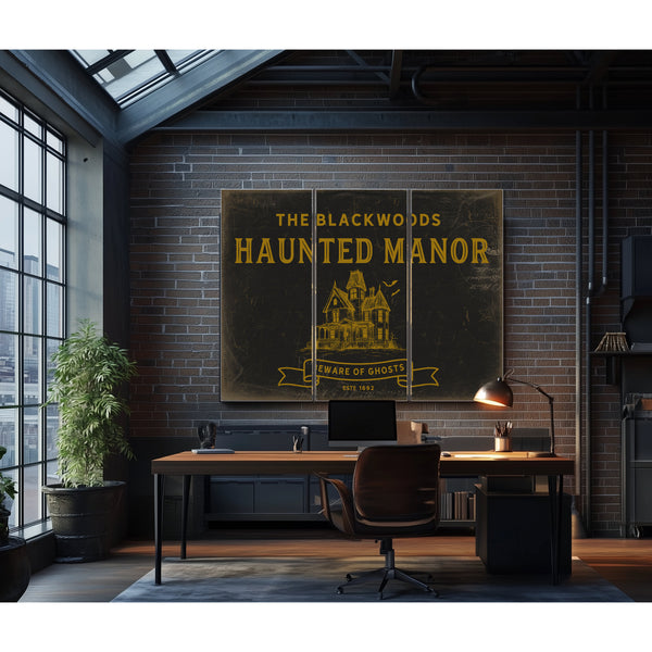 Personalized Haunted Manor Sign, Beware Of Ghosts, Est. Year, image 17