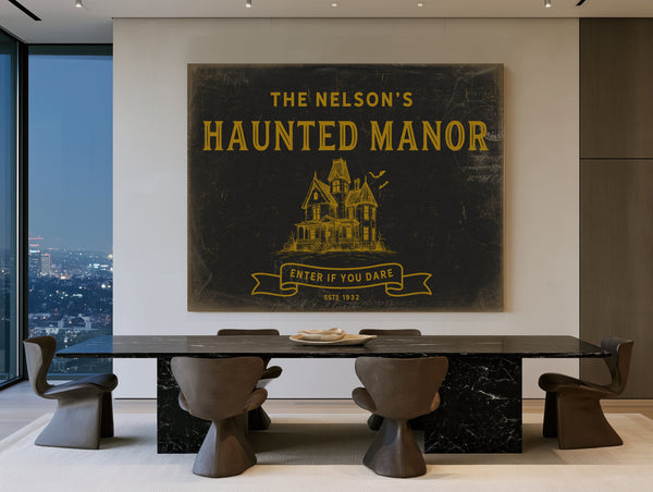 Personalized Haunted Manor Sign, Enter If You Dare, Est. Year, image 1