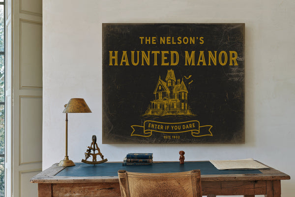 Personalized Haunted Manor Sign, Enter If You Dare, Est. Year, image 2