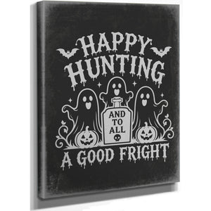 Happy Haunting Sign Halloween wall art, stretched canvas