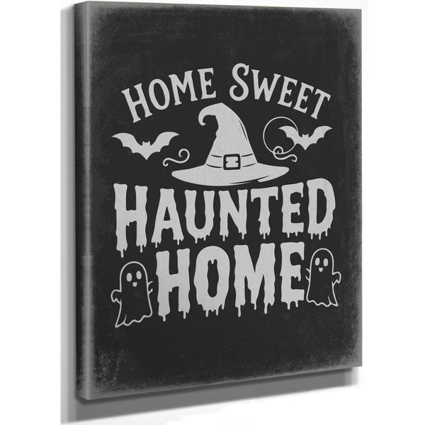 Haunted Home Sign Halloween wall art, stretched canvas
