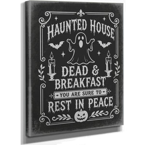 Haunted House Sign Halloween wall art, stretched canvas