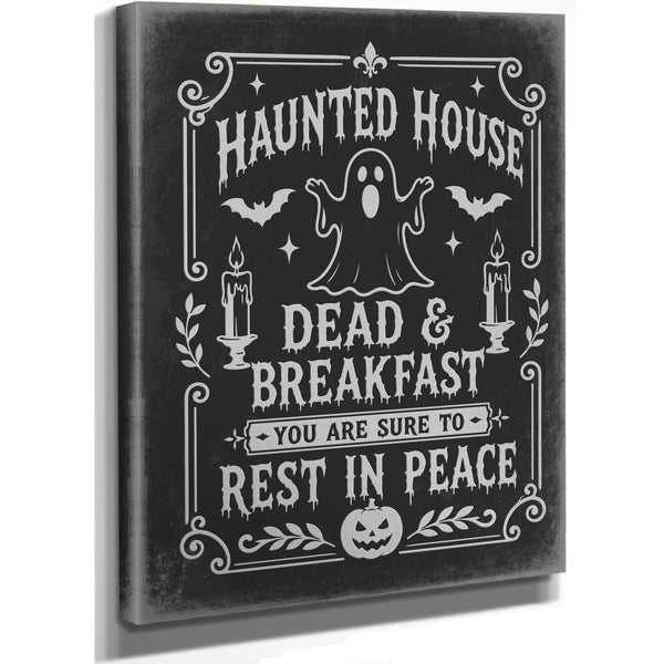 Haunted House Sign Halloween wall art, stretched canvas
