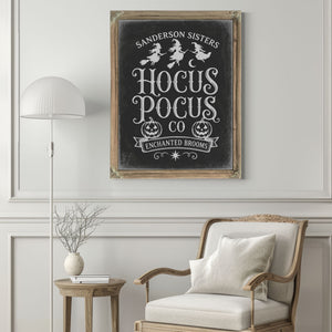Hocus Pocus Sign Halloween wall art in a styled room