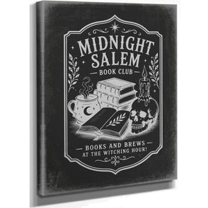 Midnight in Salem Sign Halloween wall art, stretched canvas