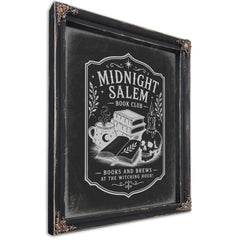 Midnight in Salem Sign Halloween wall art, Ebony frame