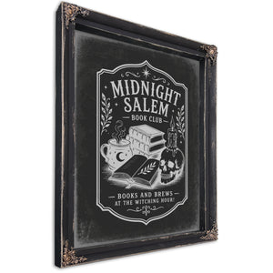 Midnight in Salem Sign Halloween wall art, Ebony frame