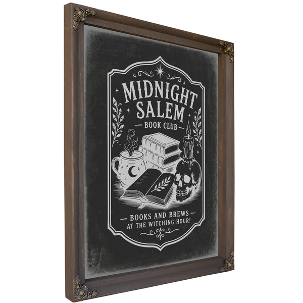 Midnight in Salem Sign Halloween wall art, Bourbon frame