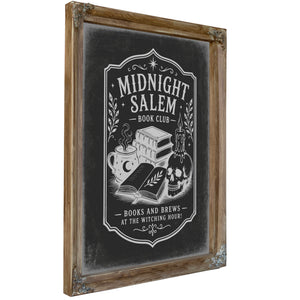 Midnight in Salem Sign Halloween wall art, Verdigris frame