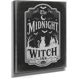 Midnight Witch Sign Halloween wall art, stretched canvas