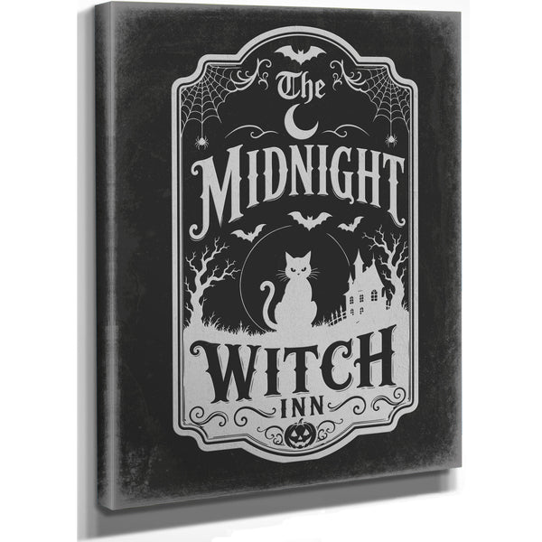 Midnight Witch Sign Halloween wall art, stretched canvas